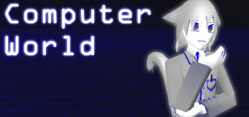 Image saying: Computer world, with a character dressed in a suit